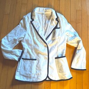 Bask Poolside Supply toweling Turkish terry Blazer white navy preppy Large NEW